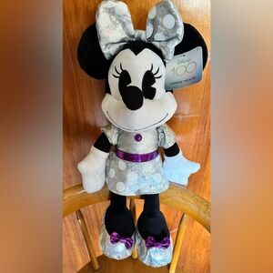 NEW Adorable Minnie mouse iridescent 100 year outfit stuffy ready 4 U to cuddle!